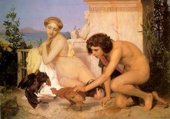 Jean-Leon Gerome : Young Greeks Encouraging Cocks to Fight
